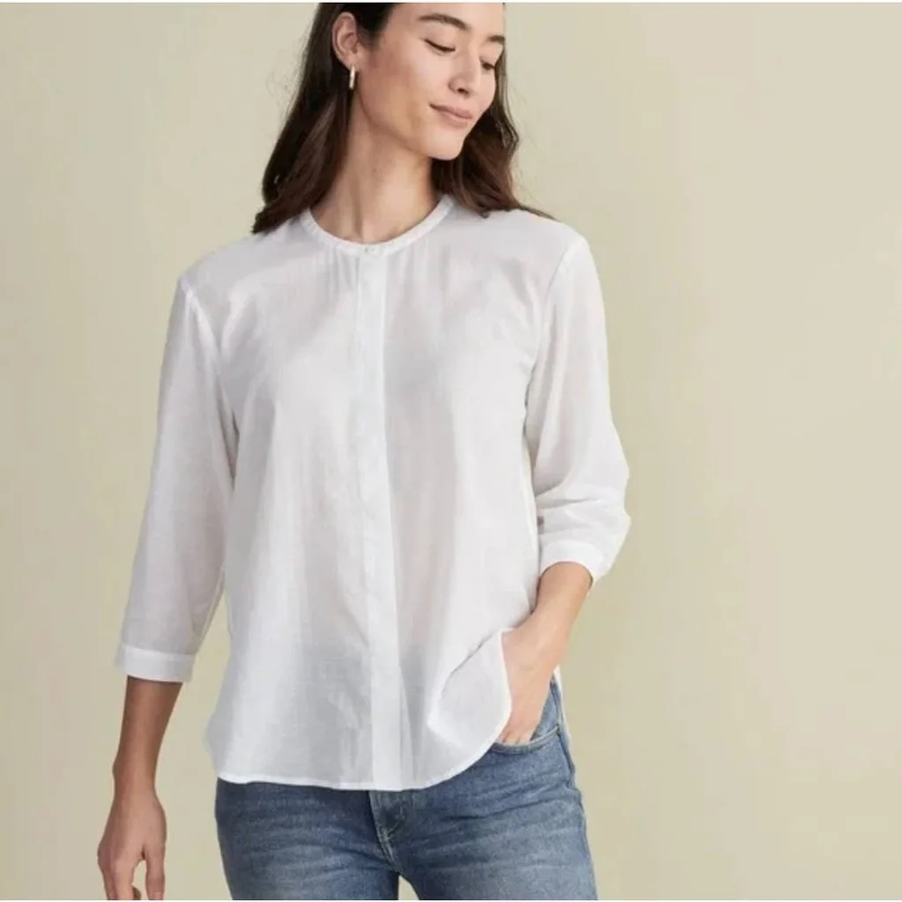 COPY - Jenni Kayne James Linen Blend Collarless Button Up Top Women's Size XXL …